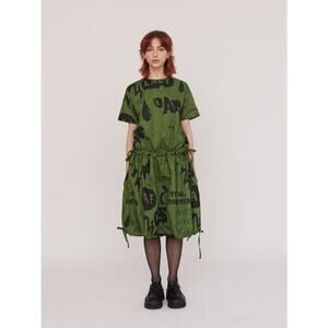 Lazy Oaf green black drop waist short sketchy unique fun light weight cotton 8